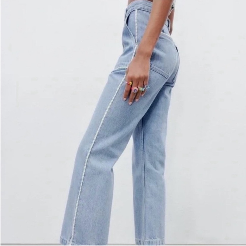 Zara Tweed Trim Jeans - Picture 2 of 9